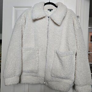 Wild Fable Cream Sherpa Zip-Up Jacket | XS/S Cozy Teddy Fleece Coat